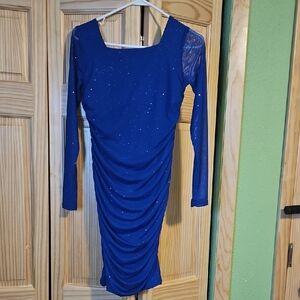 Chic Royal Blue Long Sleeve Kids Dress